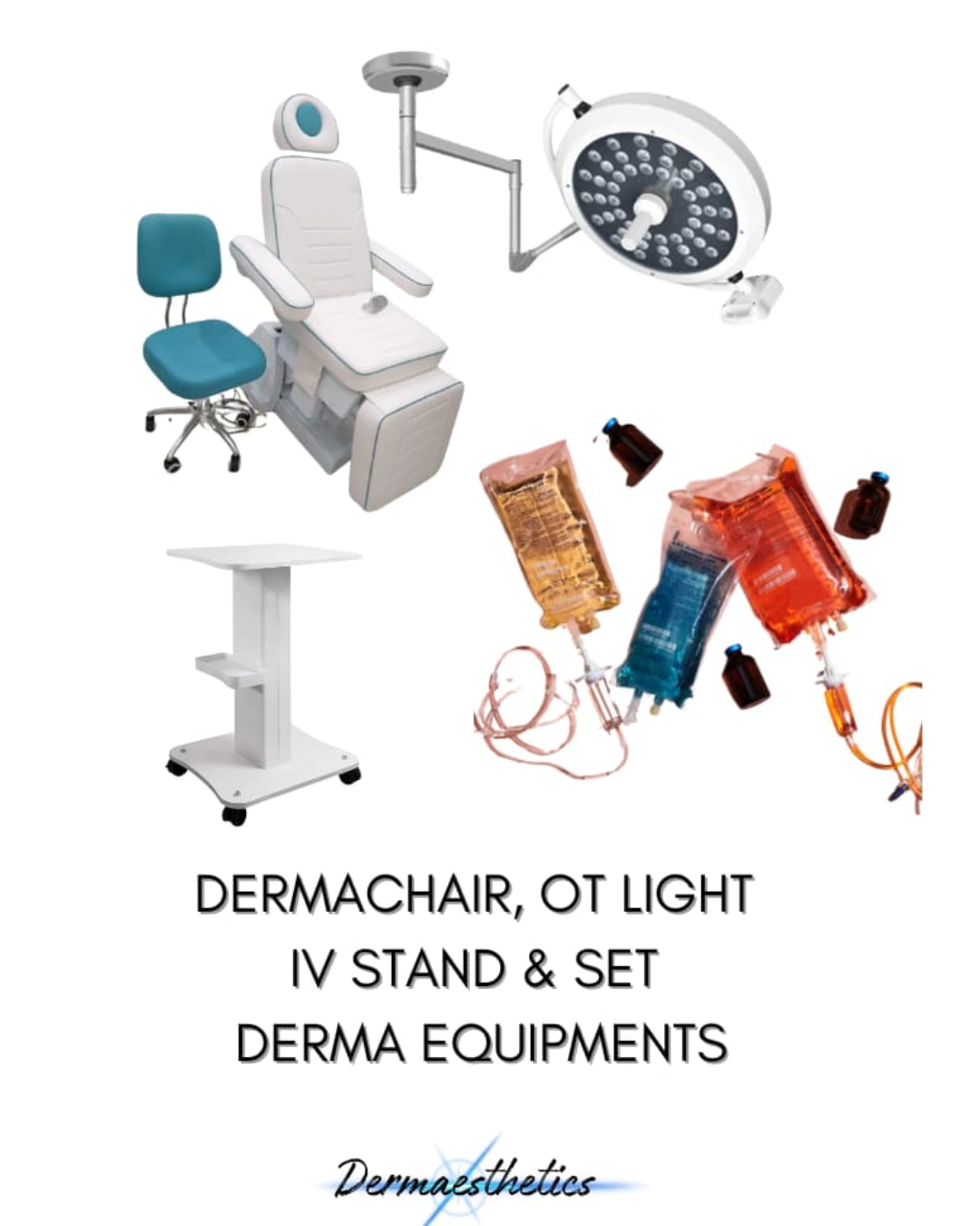 Dermachair, Ot Light Iv Stand & Set Derma Equipments Dermaesthetics